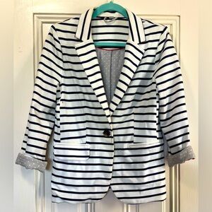 Boden Blue White Striped Classic Blazer, Cotton, Sz 6